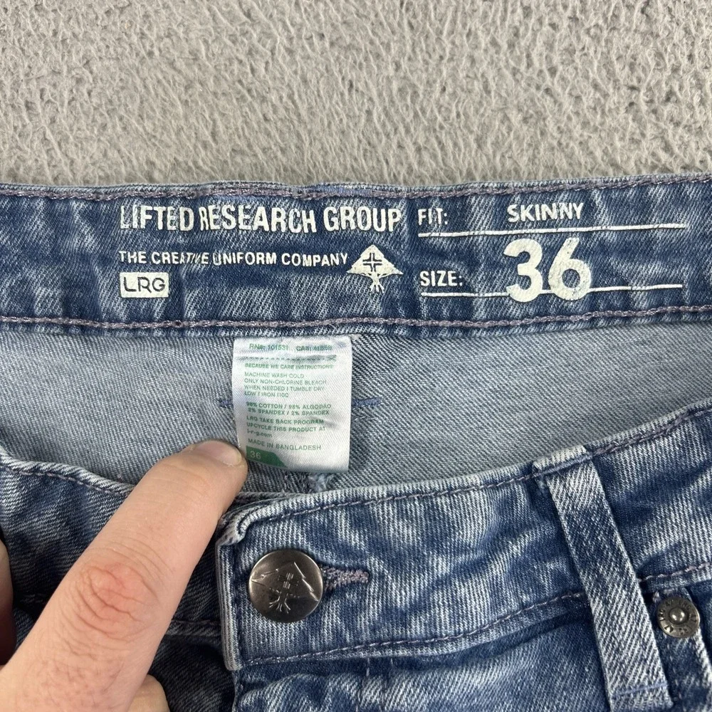 LRG Lifted Research Group Jorts Mens 36 Blue Denim Pants Jean‎ Shorts Skate Work - Picture 3 of 7